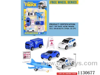 Taxi Set Police Series 4 Cars+1 Aircraft+Barricade