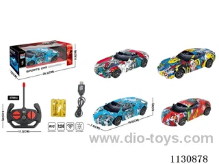 1:24 Four-way remote control graffiti RC car pack 3*1.2V rechargeable battery 4 mixes