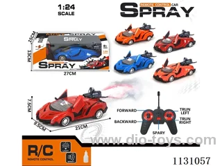 1:24 27MHZ rc car with light/spray not included battery(2 models in 3 colours each)