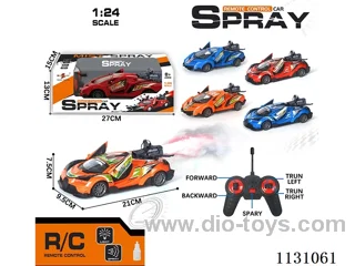 1:24 27MHZ rc car with light/spray not included battery(2 models in 3 colours each)