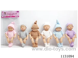 8 inch 20 cm 5 jointed Vinyl doll with hat + socks Multi-mixed