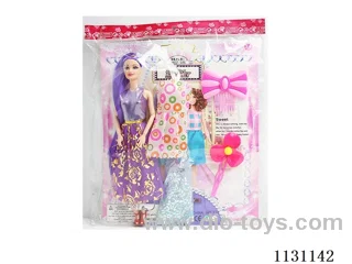 11.5″ 28cm 9 joints long hair Barbie+clothes+accessories Mixed bag