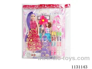 11.5 inch 26 cm 5 joints empty body long hair Barbie + clothes + hairpin + accessories Multi Mixed Pack