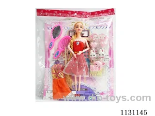 11.5" 28cm 9 joints long whip Barbie+clothes+mirror comb+accessories Multi-mixed
