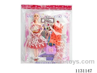 11.5" 28cm 9 jointed Barbie + clothes + suitcase + fairy wand Multi-mixed