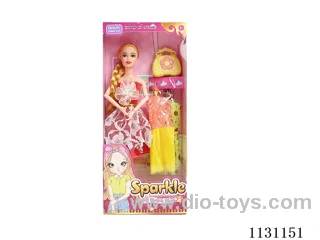 11.5 inch 28 cm 9 joints long whip Barbie + clothes + bags + shoes ( Multi-mixed)