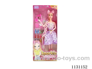 11.5 inch 28cm 9 joints long whip Barbie + accessories + hair bands + shoes (a variety of mixed)