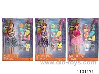 11.5" 29cm 9 joints Barbie + Puppy + Accessories (Various Mixed)