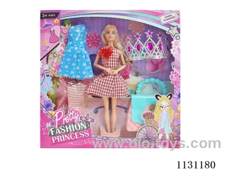 11" 28cm 9 joints Barbie + clothes + bag + crown (various mix)