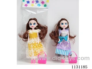 7" 16cm 5 jointed dolls + handbag, mixed bag