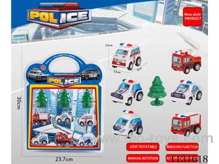 6 models of boomerang police car + pine tree 6PCS