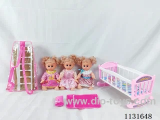14" Doll with English IC, Plastic Bed, Pillow, Quilt