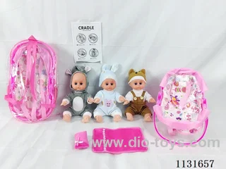 14 inch doll with English IC, multifunctional cradle, pillow, quilt