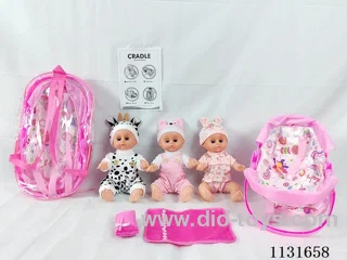 14 inch doll with English IC, multifunctional cradle, pillow, quilt