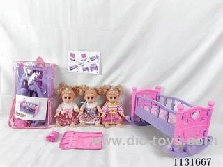 14 inch doll with English IC, trumpet blow-up shaker, pillow, quilt