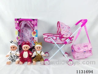 14" Doll with English IC, Iron Trolley, Bag