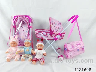 14" Doll with English IC, Iron Trolley, Bag