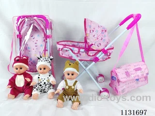 14" Doll with English IC, Iron Trolley, Bag