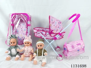 14 inch doll with English IC, iron stroller, bag