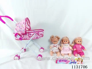14" Doll with English IC, Iron Trolley