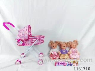 14 inch doll with English IC, iron pushchair