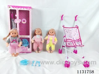 16 inch doll with English IC, plastic push cart