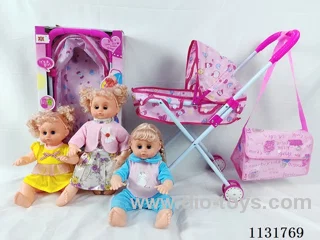 16 inch doll with English IC, iron trolley, bag