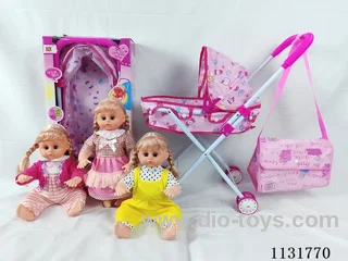 16 inch dolls with English IC, iron trolley, bag