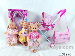 16 inch doll with English IC, iron trolley, bag