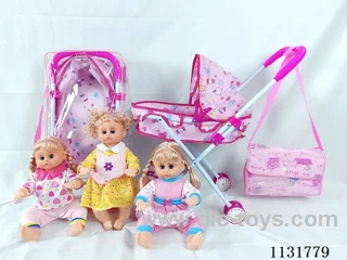 16 inch doll with English IC, iron cart, bag