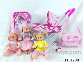 16" Doll with English IC, Iron Trolley, Bag