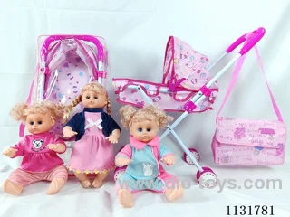 16 inch doll with English IC, iron stroller, bag