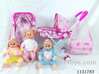 16 inch doll with English IC, iron stroller, bag