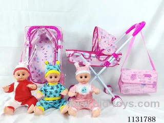 16 inch doll with English IC, iron cart, bag