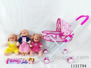 16 inch doll with English IC, iron push cart