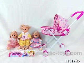 16 inch doll with English IC, iron push cart