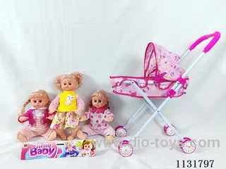 16 inch doll with English IC, iron push cart