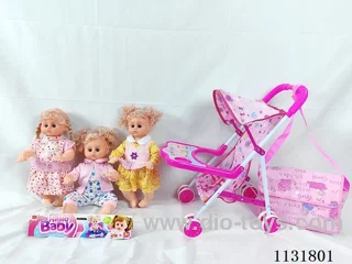 16 inch doll with English IC, iron cart, bag