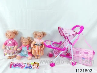 16 inch doll with English IC, iron stroller, bag