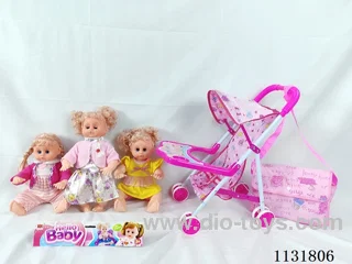 16" Doll with English IC, Iron Trolley, Bag