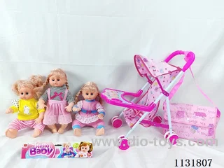 16 inch doll with English IC, iron cart, bag
