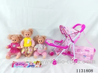 16 inch doll with English IC, iron stroller, bag