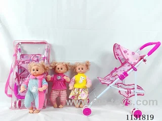 16 inch doll with English IC, iron car
