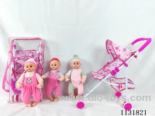 16 inch doll with English IC, iron car
