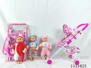 16 inch doll with English IC, iron car