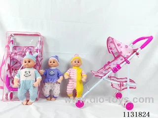 16 inch doll with English IC, iron car