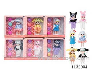 6 inch solid 13 jointed 3D eye doll with accessories