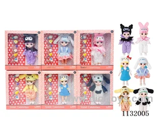 6" Solid 13 Articulated 3D Eye Doll with Accessories