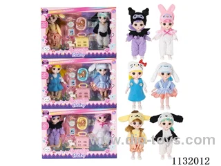 6" Solid 13 Articulated 3D Eye Doll with Accessories (Set of 2)
