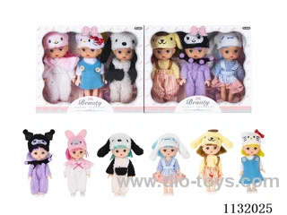 6" Solid Doll Set of 3